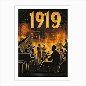 Aihrgdesign A Retro Poster Of A Lively 1919 Jazz Club Featuri F794803e 6814 4cb9 A4fe 8dc2af6178c1 1 Art Print