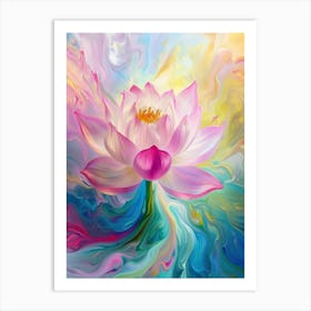 lotus flower swirling colors of light 2 Art Print