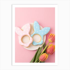 Easter Bunny Cookies On A Plate Art Print