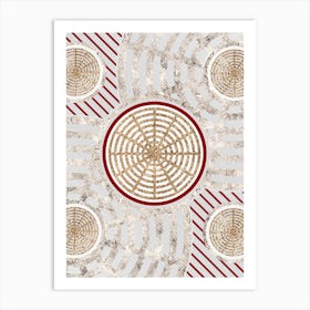 Geometric Abstract Glyph in Festive Gold Silver and Red n.0096 Art Print