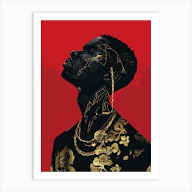 Man With Gold Chains Art Print