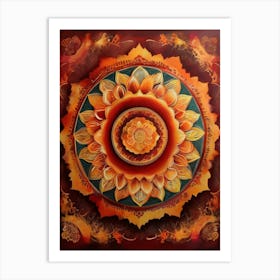 Distinctive boho art.Golden Harvest Mandala.7 Art Print