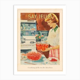 Cooking Jelly In A Retro Kitchen Poster Art Print