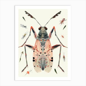 Colourful Insect Illustration Cricket 13 Art Print