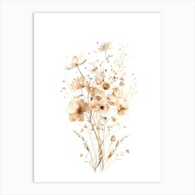 Beige Flowers 1 Art Print