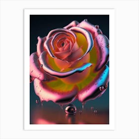 Water Drop Rose Art Print