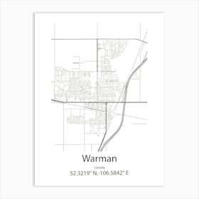 Warman,Canada Minimalist Map Art Print