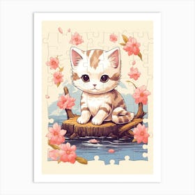 Kawaii Cat Drawings With Puzzles 1 Art Print