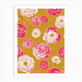 Peony Floral Print Warm Tones 1 Flower Affiche