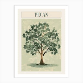 Pecan Tree Minimal Japandi Illustration 3 Poster Art Print