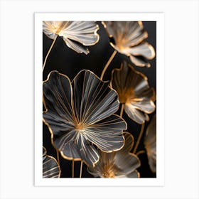 Black And Gold Flowers 1 Art Print