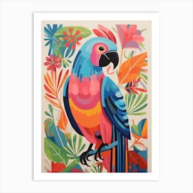 Colourful Scandi Bird Macaw 3 Art Print