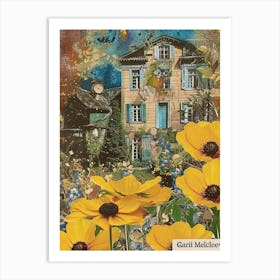 Yellow Flowers Scrapbook Collage Cottage 2 Art Print