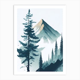 Mountain And Forest In Minimalist Watercolor Vertical Composition 298 Art Print