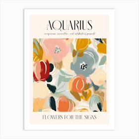 Flowers For The Signs Aquarius 1 Zodiac Sign Art Print