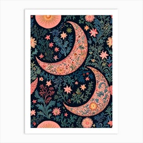 William Morris Moon And Flowers Art Print