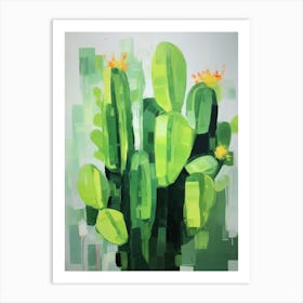 Green Abstract Cactus Painting 2 Art Print