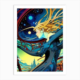 Girl With Long Blonde Hair Art Print