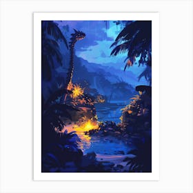 Dinosaurs In The Jungle 1 Art Print