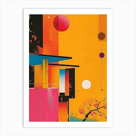 Japandi Cubist Fusion: Abstract Painting 3 Art Print
