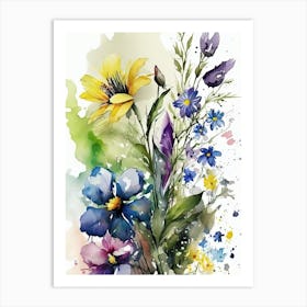 Watercolor Spring Flowers Art Print