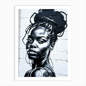 Graffiti Mural Of Beautiful Black Woman 290 Art Print