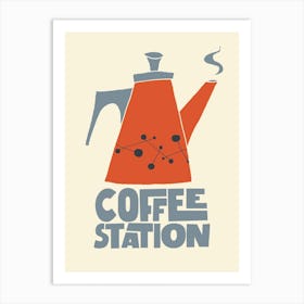 Coffee Station Red Kitchen Print Art Print