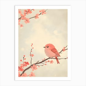 Pink Bird On A Branch Poster