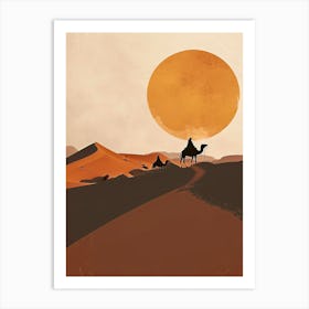 Camels In The Desert, Boho Art Print