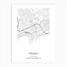 Hoorn,Netherlands Minimalist Map Art Print