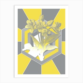 Vintage Crinum Giganteum Botanical Geometric Art in Yellow and Gray n.047 Art Print