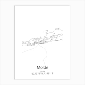 Molde,Norway Minimalist Map Art Print