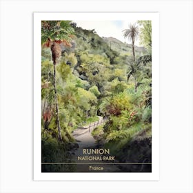 Runion National Park France Watercolour 4 Art Print