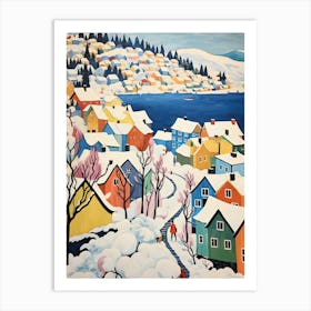 Winter Snow Bergen   Norway Snow Illustration 1 Art Print