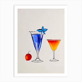 Frozen Margarita Picasso Line Drawing Cocktail Poster Art Print