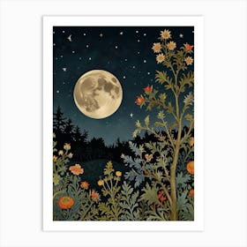 Moonlight In The Garden Style William Morris 1 Art Print 4 Art Print