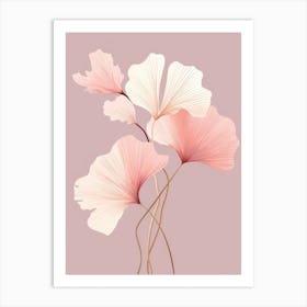 Pink Ginkgo Leaves 4 Art Print