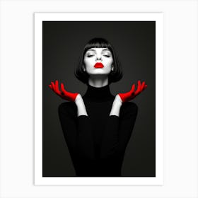 Woman With Red Lipstick Art Print