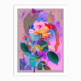 Rose 2 Neon Flower Collage Art Print