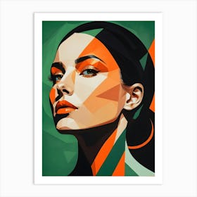Geometric Woman Portrait Pop Art (6) Art Print