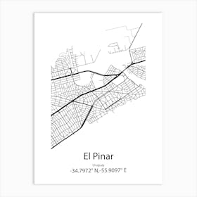 El Pinar,Uruguay Minimalist Map Art Print