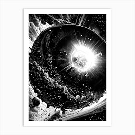 Supernova Remnant Noir Comic Space Art Print