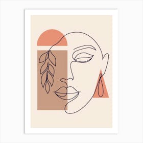 Portrait Of A Woman With Leaves Art Print