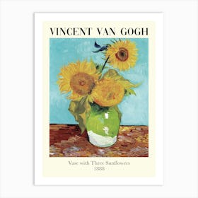 Vincent Van Gogh Vase With Three Sunflowers Art Print