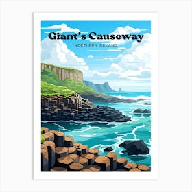 Giant's Causeway Northern Ireland Seascape Travel Illustration Art Print