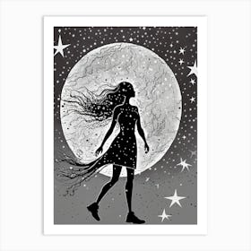 Walking in Harmony with the Moon and Stars Art Print