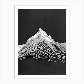 Stob Binnein Mountain Line Drawing 6 Art Print