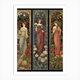 Three Ladies In Flowers Art Print