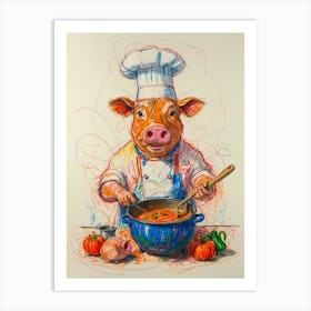 Chef Pig Art Print