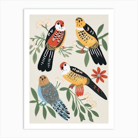 Folk Style Bird Painting American Kestrel 3 Art Print